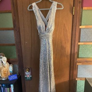 Silver sequin bridesmaid dress - size 4